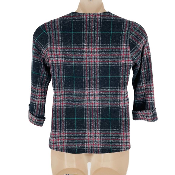 Parsley & Sage Black Gray Tartan Plaid Single Button Blazer Jacket Women's S - Picture 5 of 7